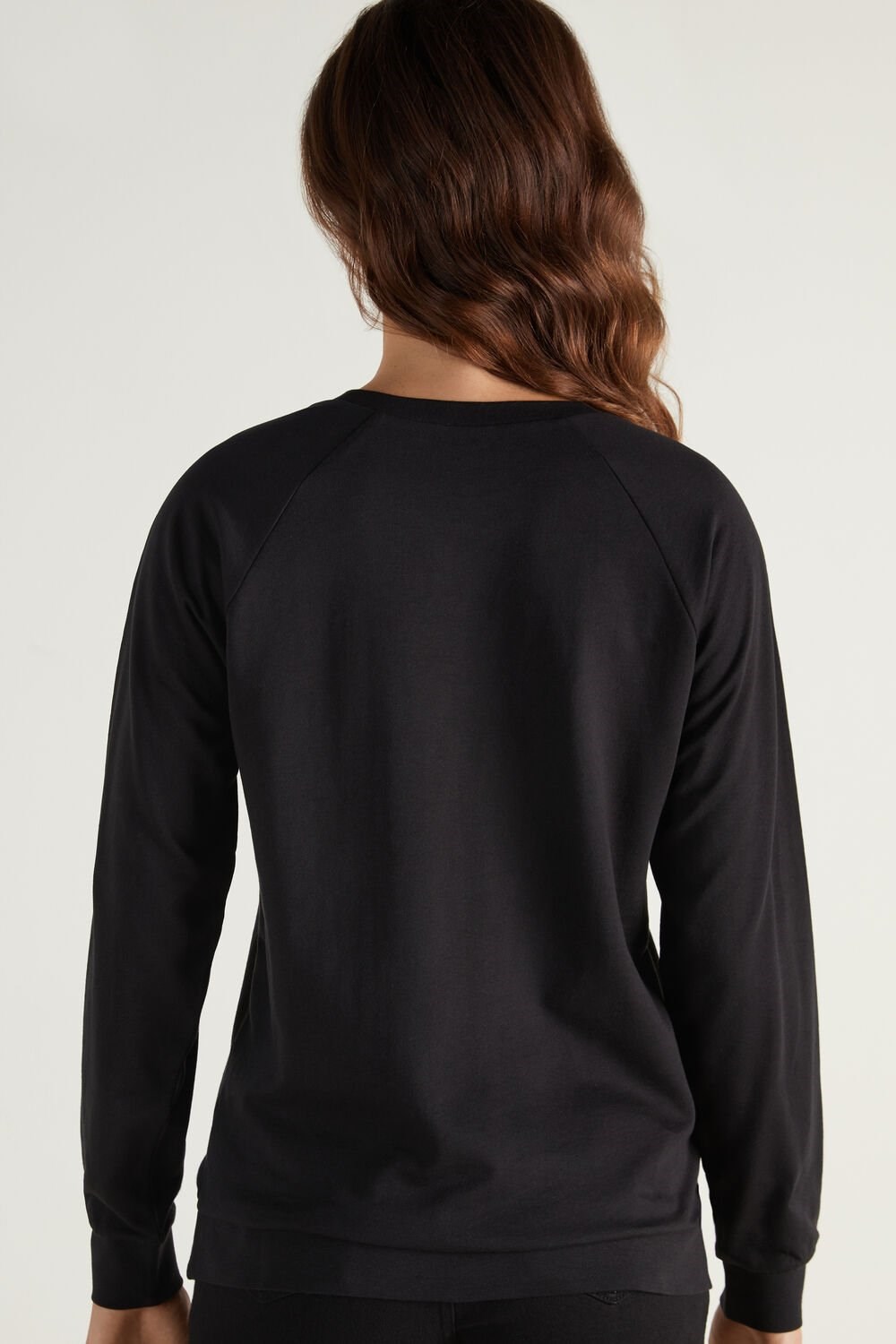 Tezenis 100% Bawełniane Basic Sweatshirt Czarne Czarne | 5386-DHIGE