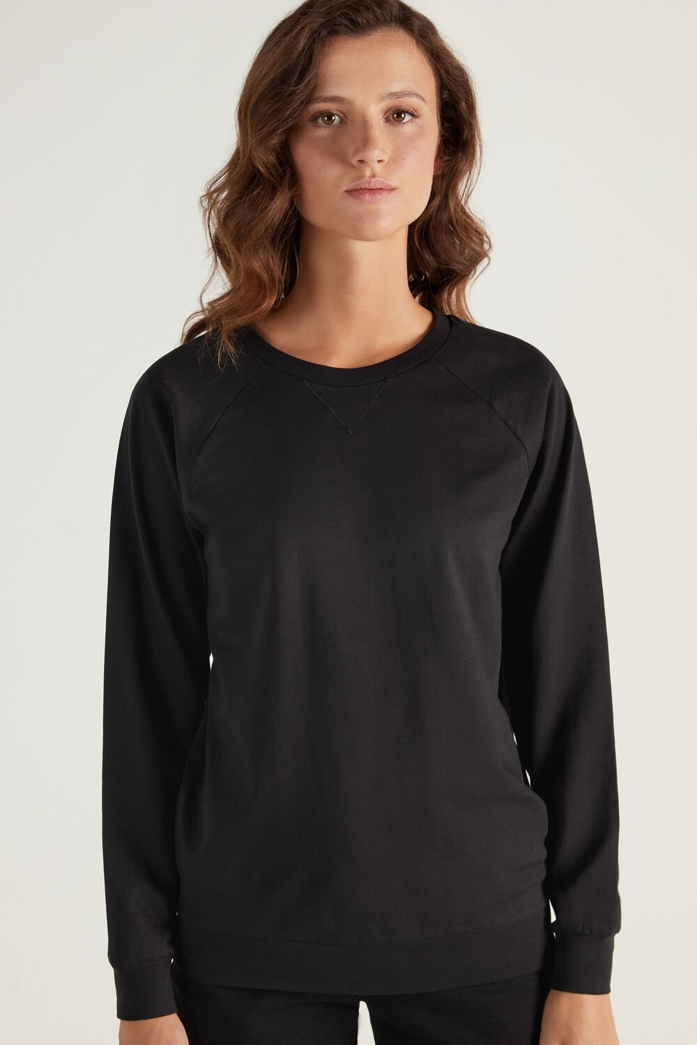 Tezenis 100% Bawełniane Basic Sweatshirt Czarne Czarne | 5386-DHIGE