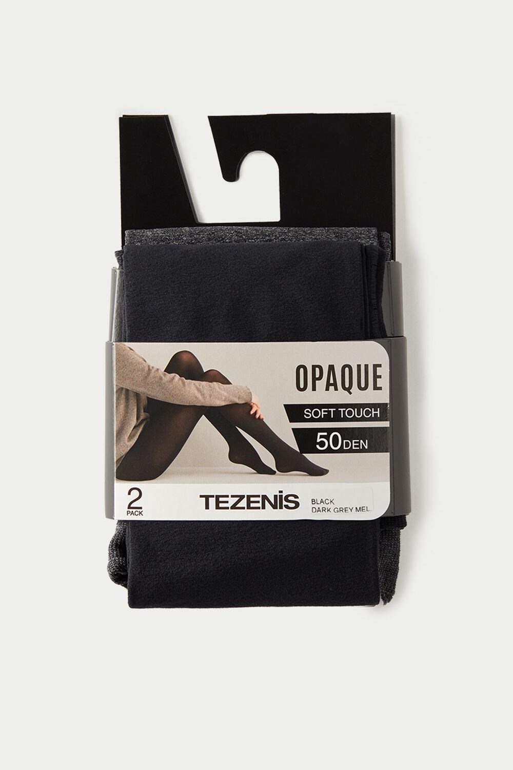 Tezenis 2 X 50 Den Opaque Microfiber Tights Czarne | 7601-WBMAH