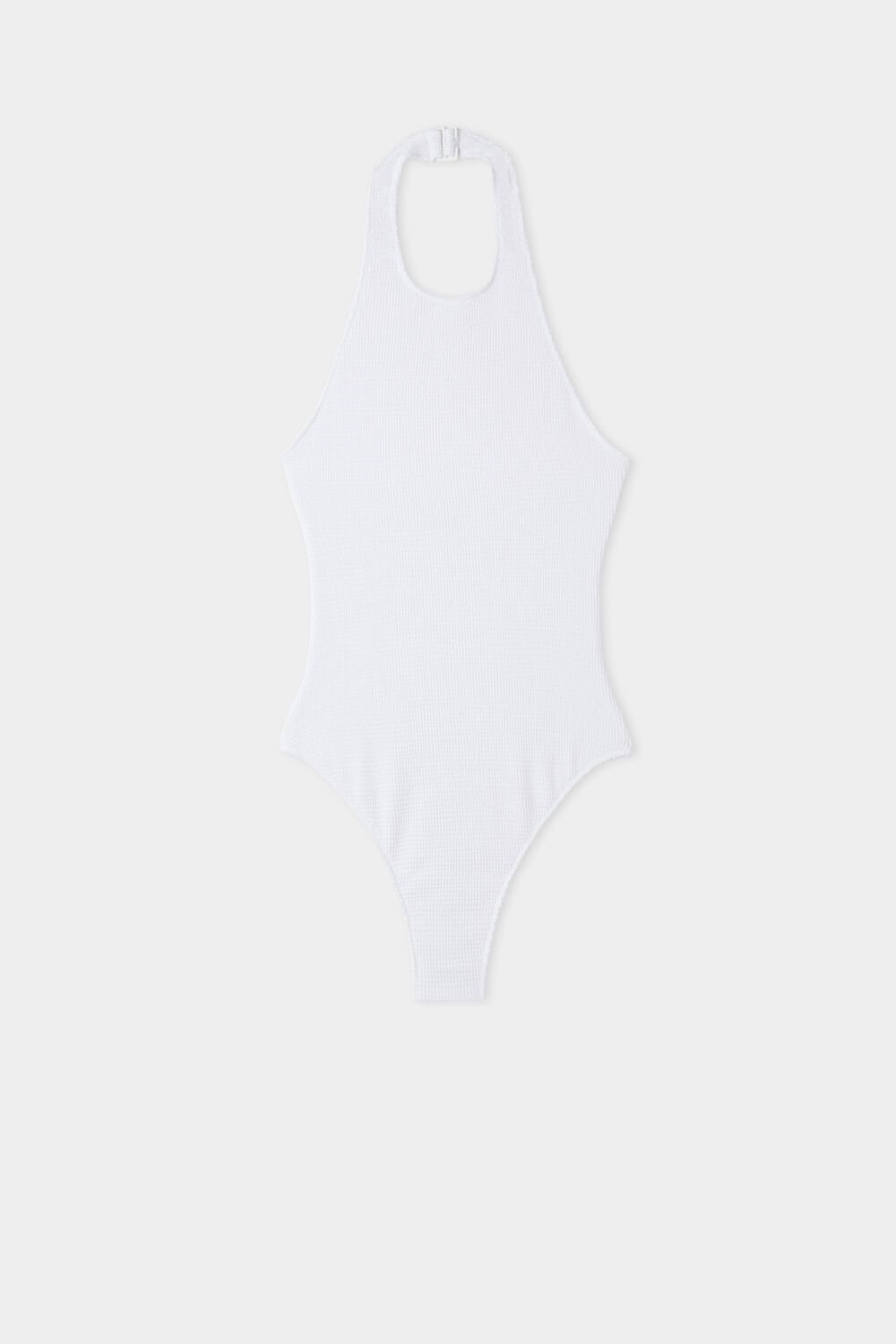 Tezenis 3D-Effect One-Piece Halter-Neck Swimsuit Białe Białe | 3718-NMRAL