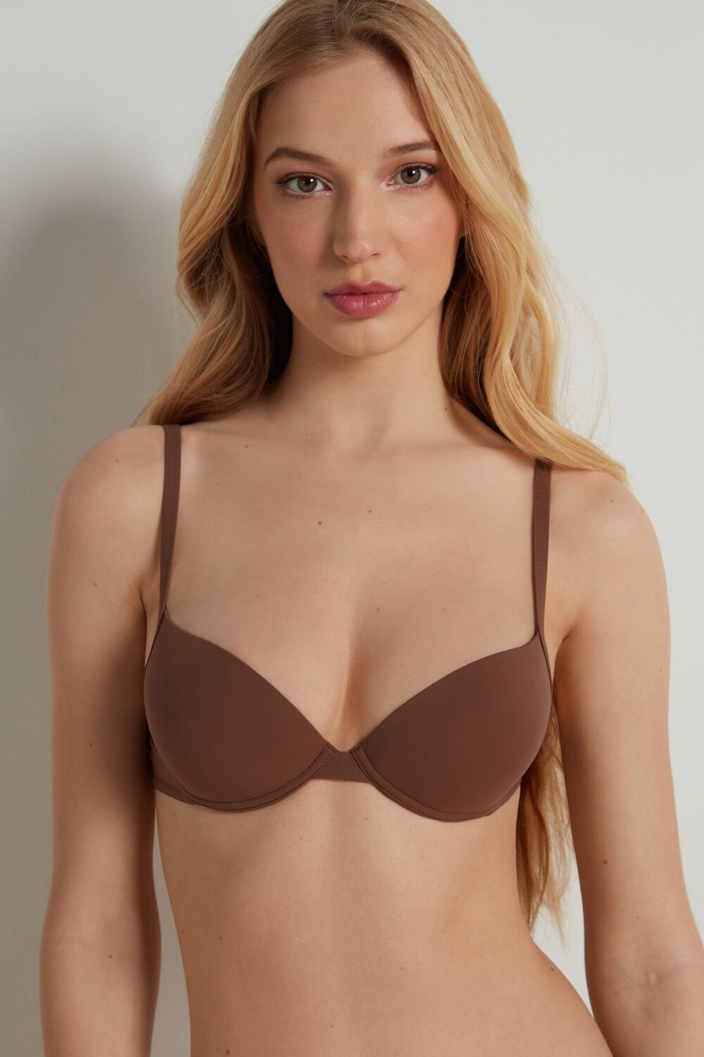 Tezenis Athens Push-Up Bra in Microfiber Brązowe Brązowe | 6174-JYUAZ