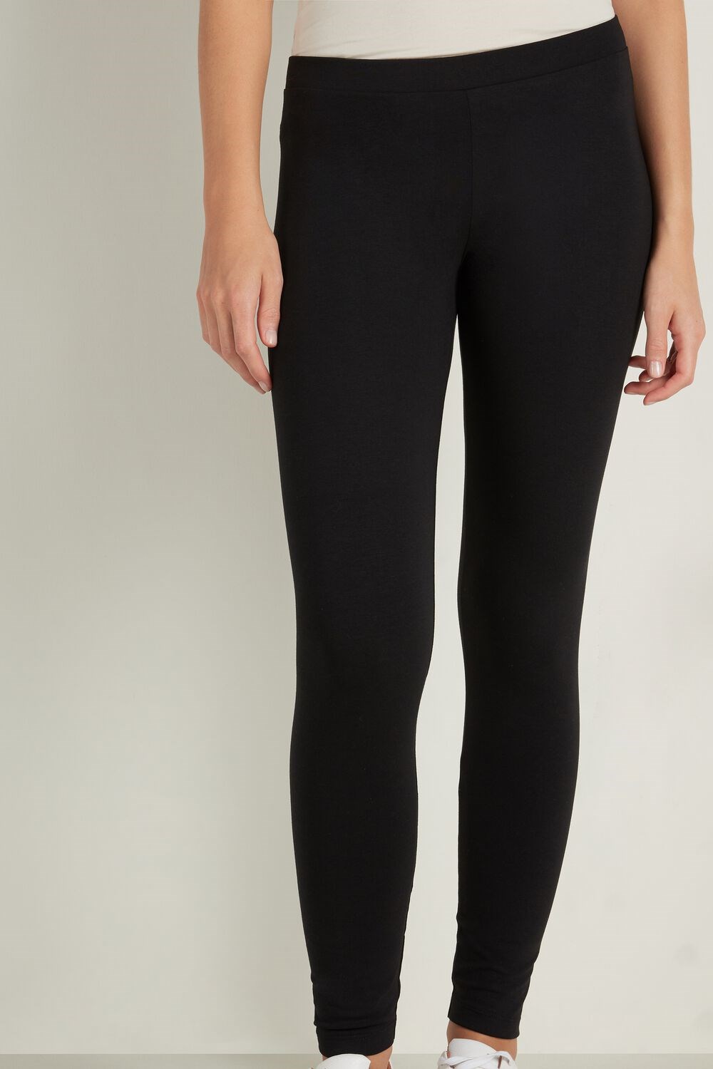 Tezenis Basic Bawełniane Leggings Czarne Czarne | 0495-HJZKN