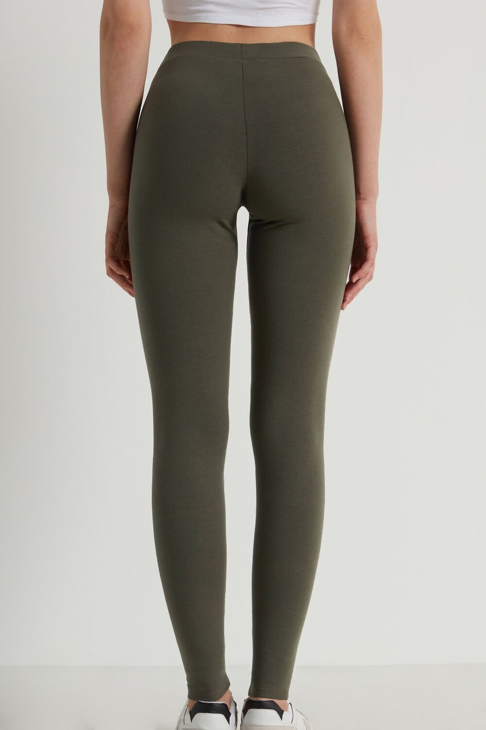 Tezenis Basic Bawełniane Leggings Zielone Zielone | 3286-WODUF