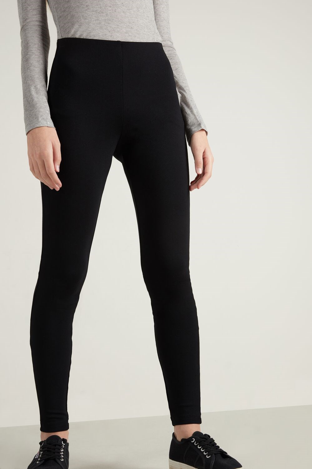 Tezenis Basic Milano-Stitch Leggings Czarne Czarne | 0837-VZRMQ