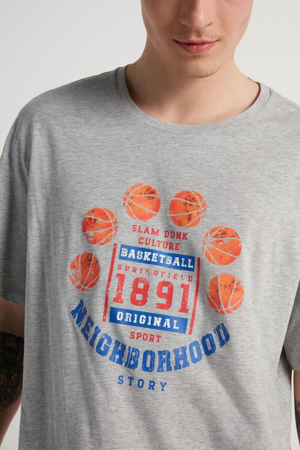 Tezenis Bawełniane Basketball Print Krótkie Pajamas Niebieskie Głęboka | 0827-XYBOZ