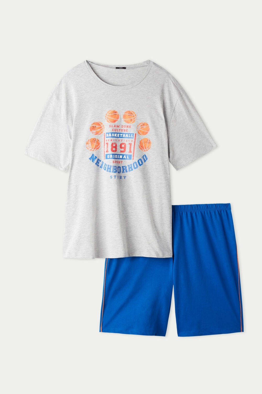 Tezenis Bawełniane Basketball Print Krótkie Pajamas Niebieskie Głęboka | 0827-XYBOZ