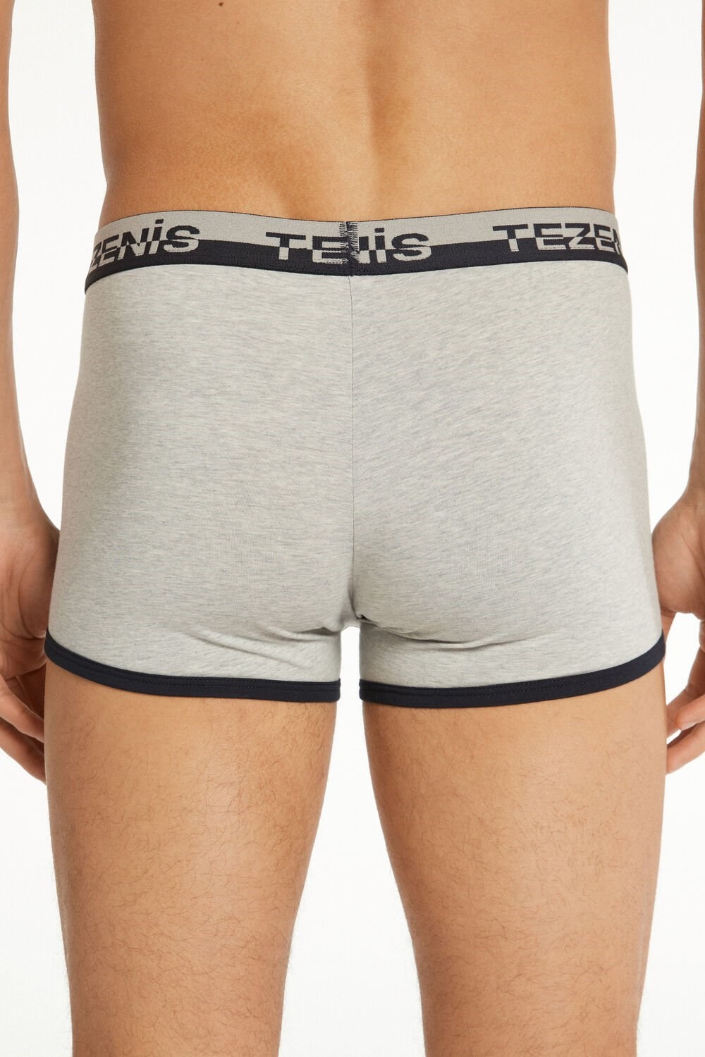 Tezenis Bawełniane Boxers with Logo Elastic Band Niebieskie Głęboka Niebieskie | 2186-GKDQT