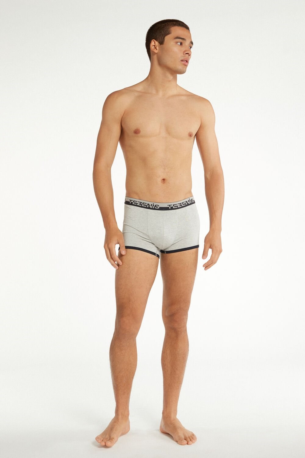 Tezenis Bawełniane Boxers with Logo Elastic Band Niebieskie Głęboka Niebieskie | 2186-GKDQT