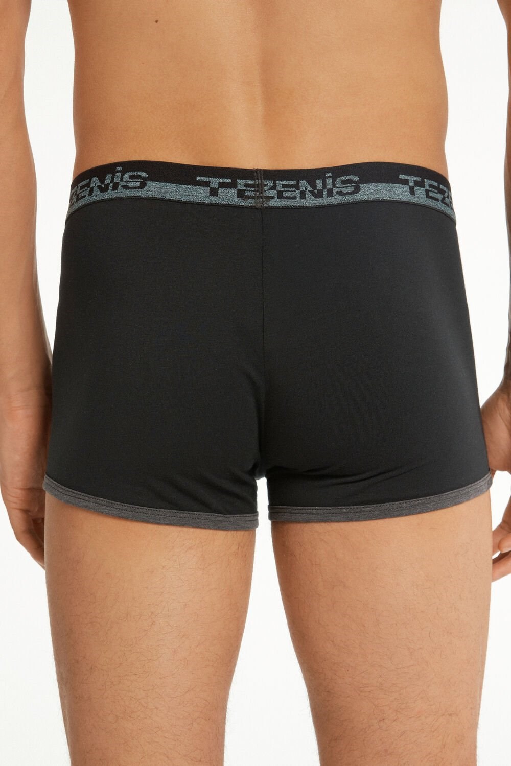 Tezenis Bawełniane Boxers with Logo Elastic Band Czarne | 3214-UWMJQ