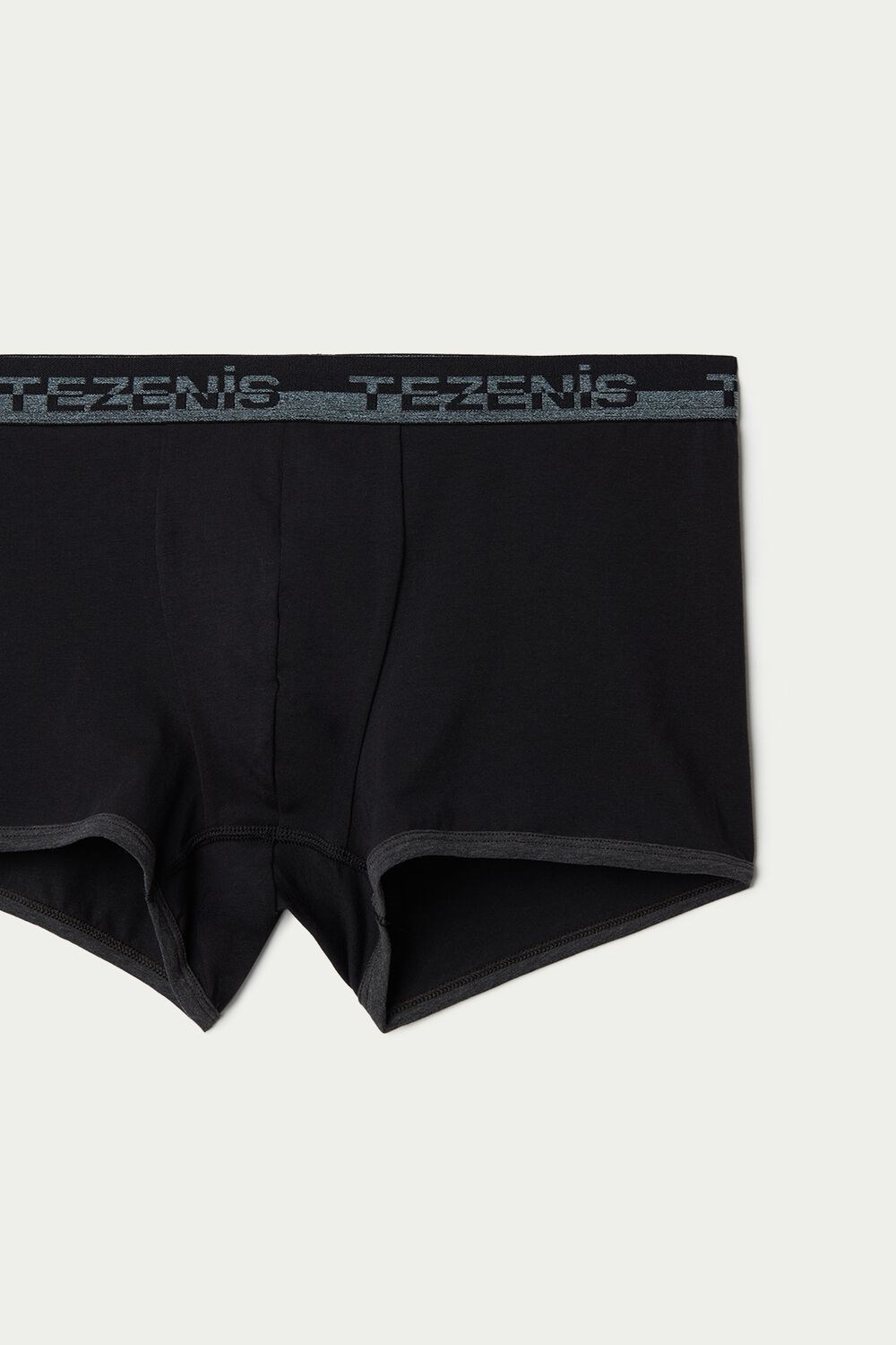 Tezenis Bawełniane Boxers with Logo Elastic Band Czarne | 3214-UWMJQ