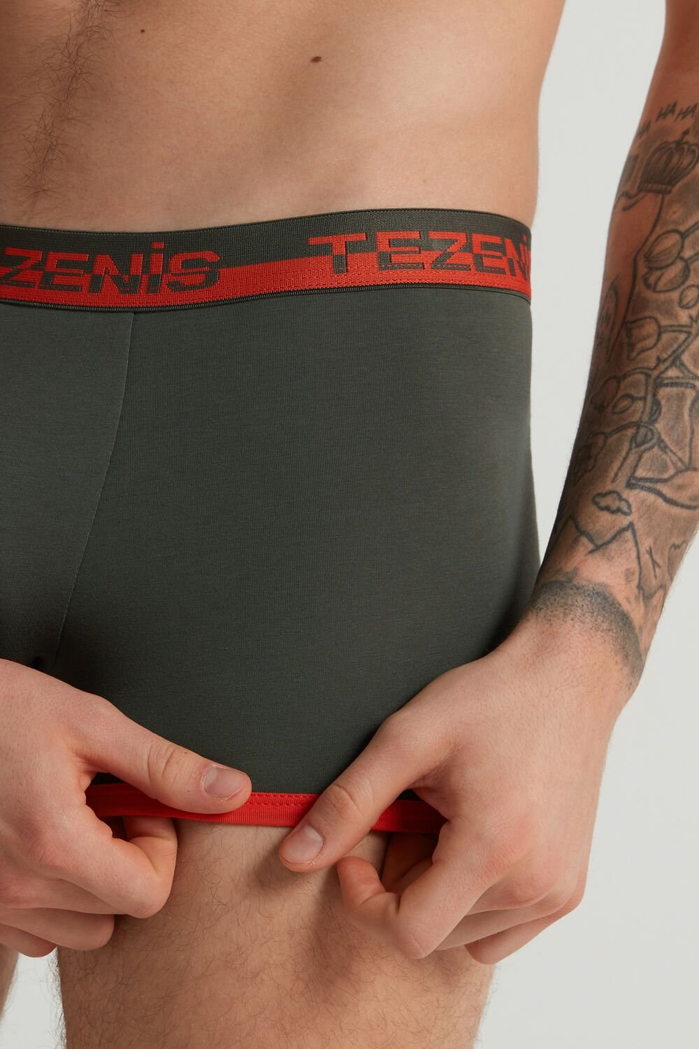 Tezenis Bawełniane Boxers with Logo Elastic Band Zielone Pomarańczowe | 4627-YORAF