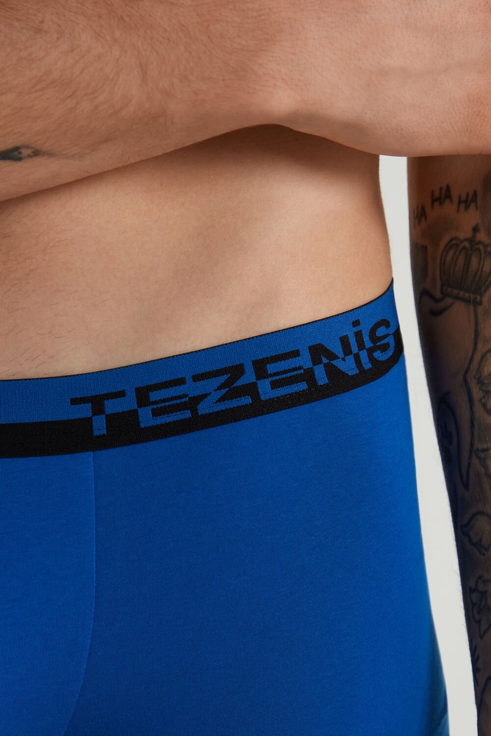 Tezenis Bawełniane Boxers with Logo Elastic Band Niebieskie Jasny | 7349-RSBWQ