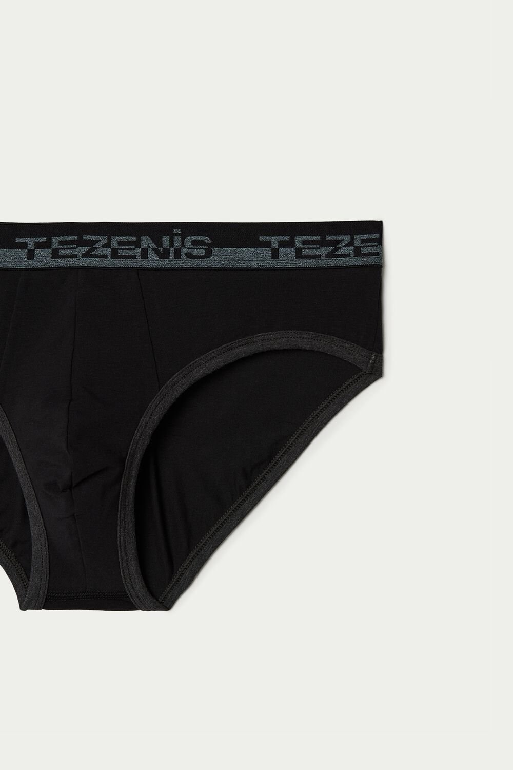 Tezenis Bawełniane Briefs with Logo Elastic Band Czarne | 3915-NUWOQ