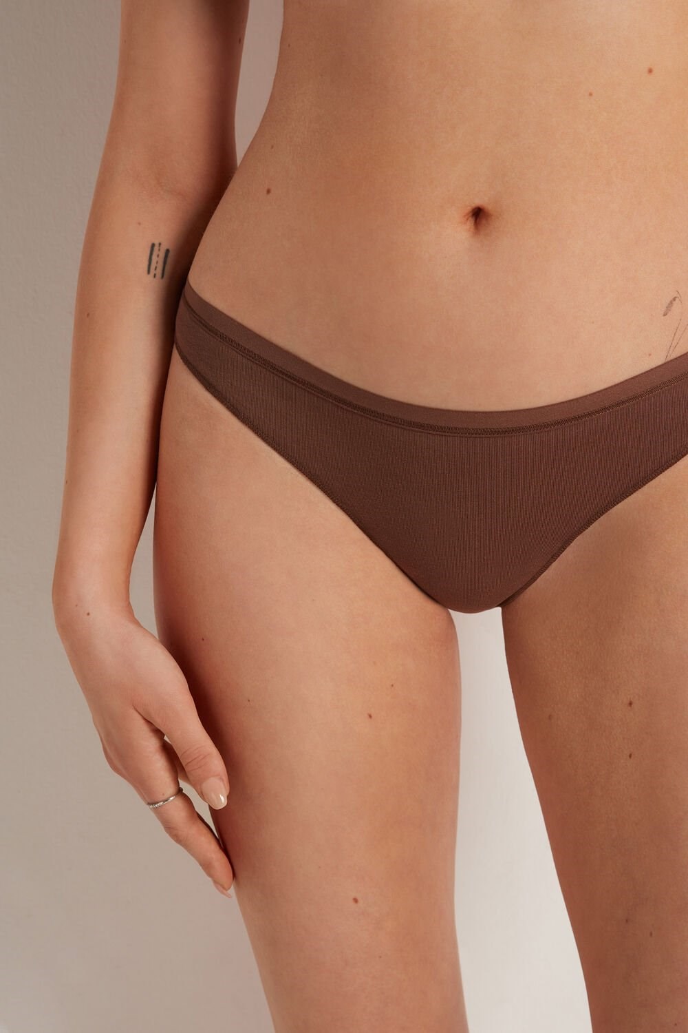 Tezenis Bawełniane G String Brązowe Brązowe | 2601-WCXRQ