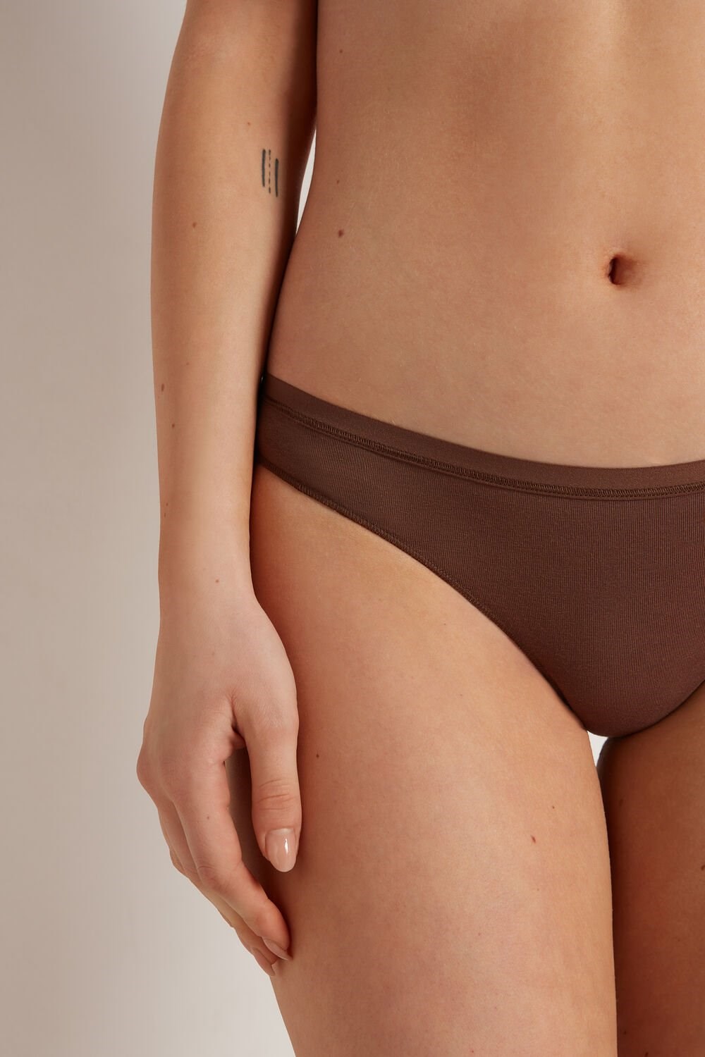 Tezenis Bawełniane G String Brązowe Brązowe | 2601-WCXRQ