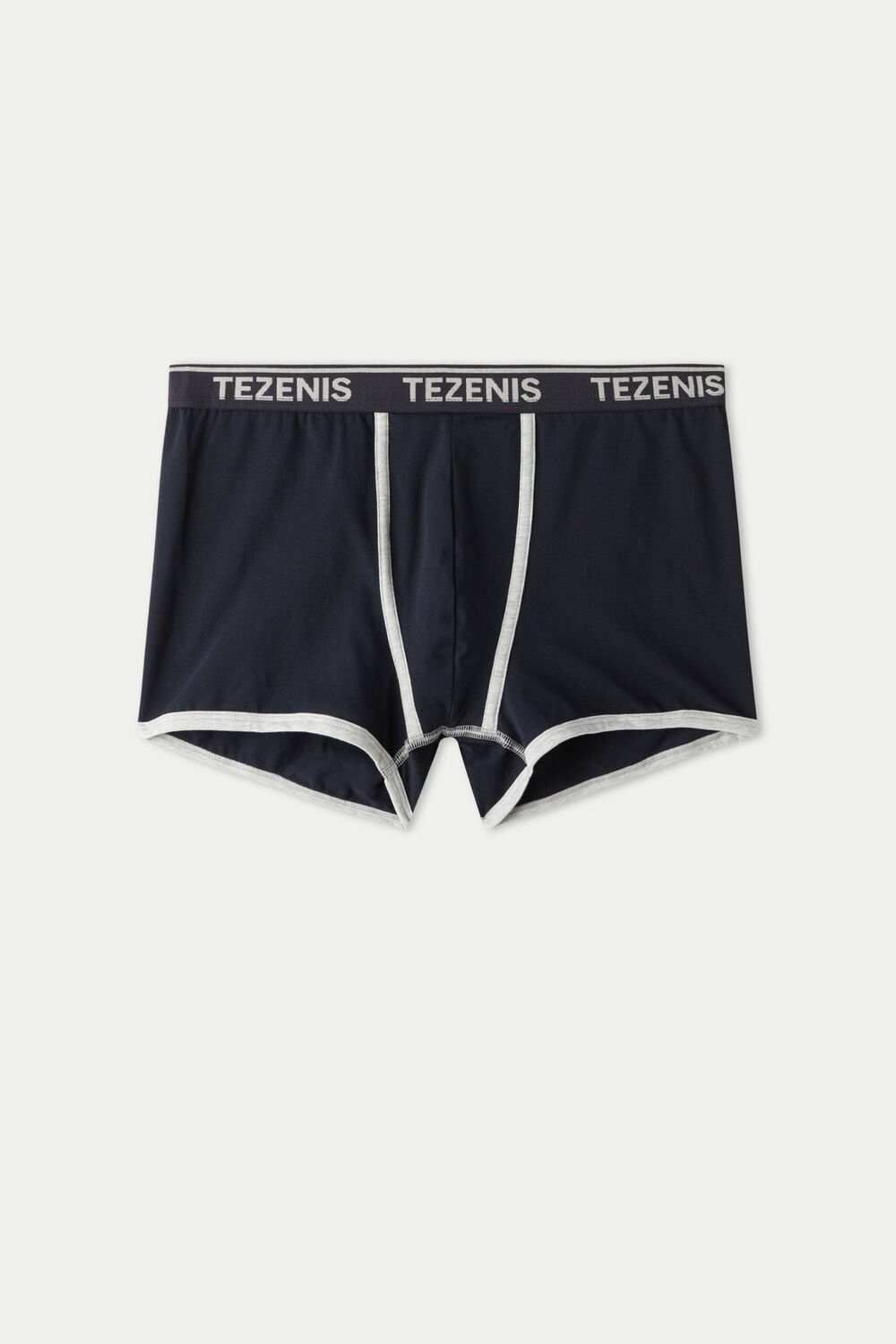 Tezenis Bawełniane Logo Bokser Briefs with Contrasting Edging Niebieskie Ciemny | 1320-NXUAJ