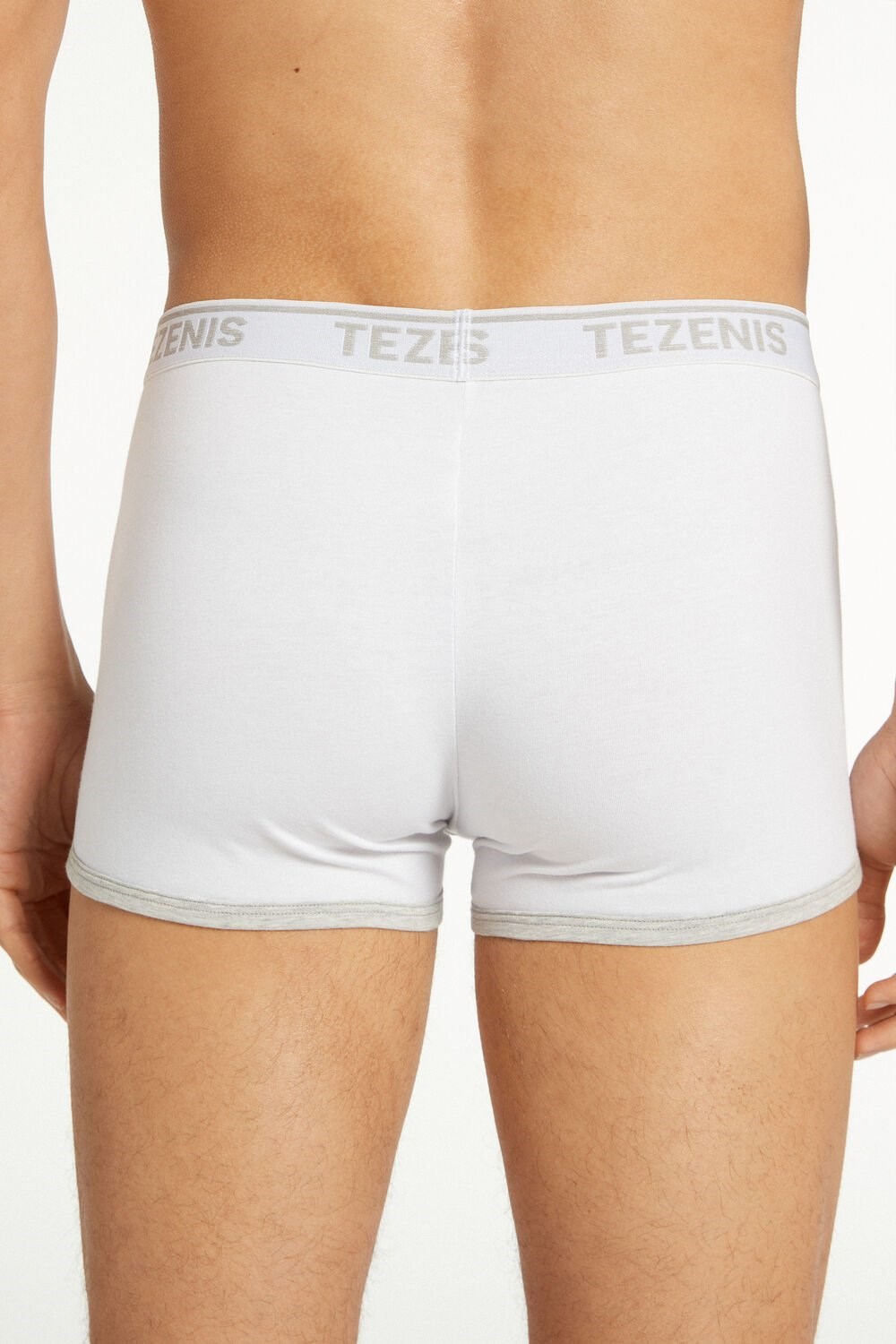 Tezenis Bawełniane Logo Bokser Briefs with Contrasting Edging Białe | 6749-SLRIF