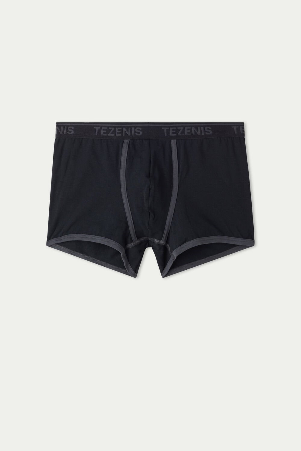 Tezenis Bawełniane Logo Bokser Briefs with Contrasting Edging Czarne | 9786-LNPQW