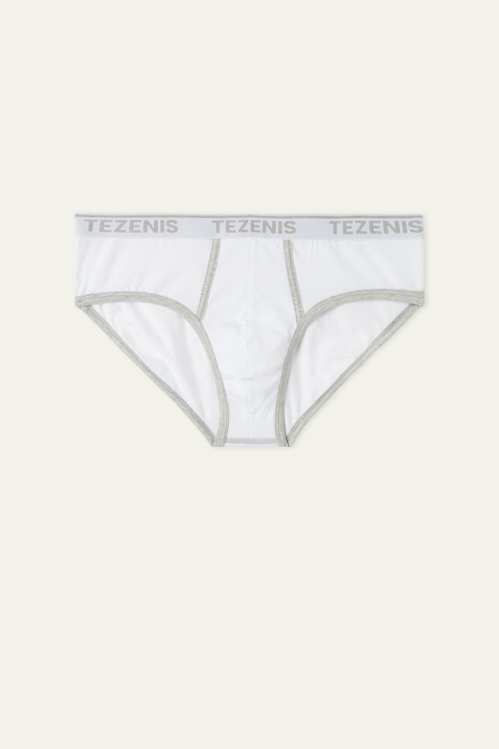 Tezenis Bawełniane Logo Briefs with Contrasting Edging Białe | 9012-DGLKH