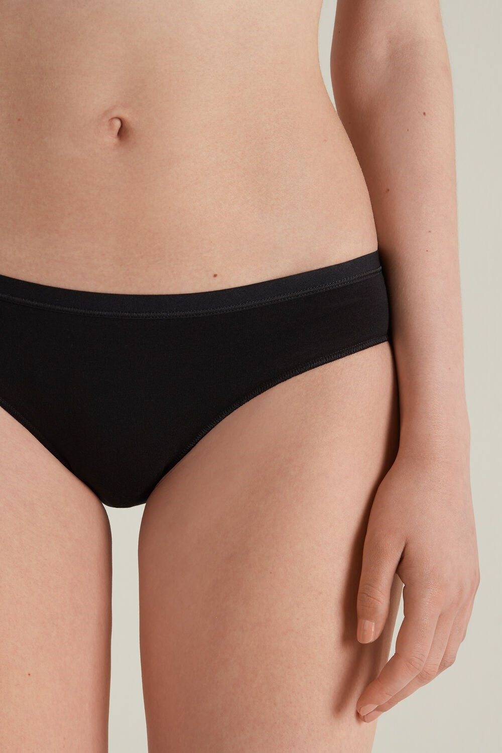 Tezenis Bawełniane Panties Czarne Czarne | 7520-TOGNR