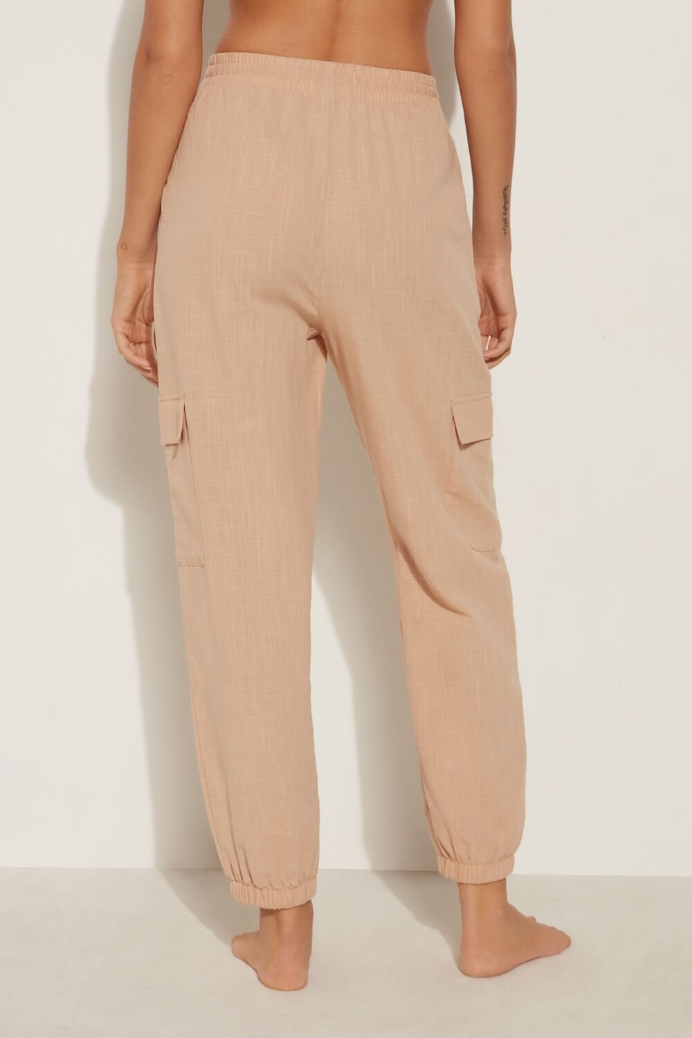 Tezenis Bawełniane Płócienne Cargo Pants Nude Nude Sand 557v | 9187-NMTOG