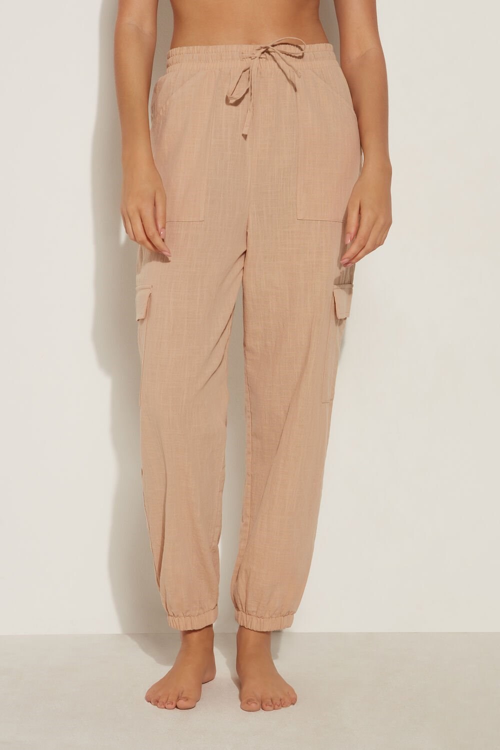 Tezenis Bawełniane Płócienne Cargo Pants Nude Nude Sand 557v | 9187-NMTOG