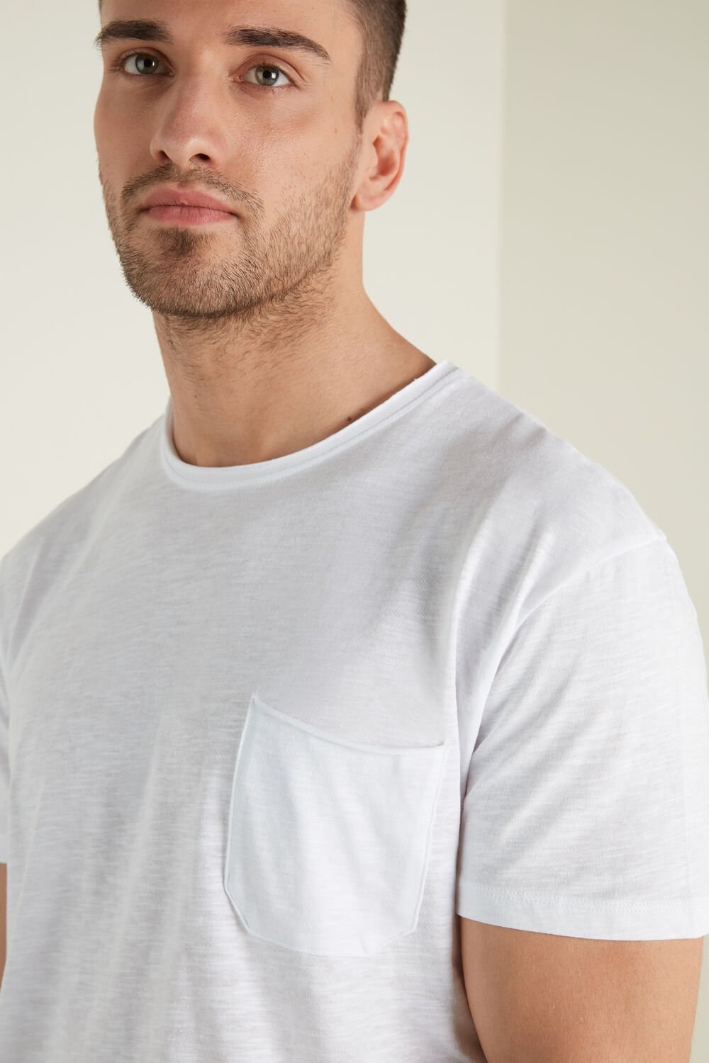 Tezenis Bawełniane T-Shirt with Breast Pocket Białe Białe | 0172-IGVDM