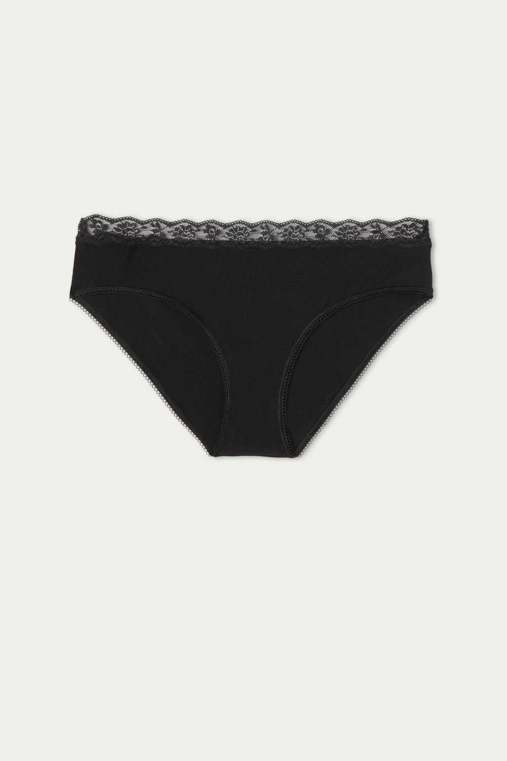 Tezenis Bawełniane and Recycled Koronkowe Scalloped Trim Panties Czarne Czarne | 3950-SIWAD