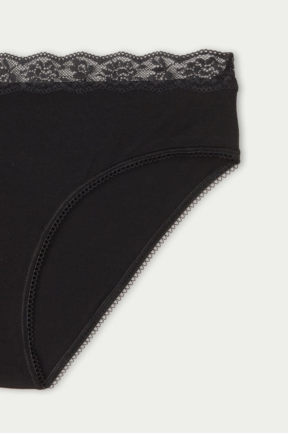 Tezenis Bawełniane and Recycled Koronkowe Scalloped Trim Panties Czarne Czarne | 3950-SIWAD