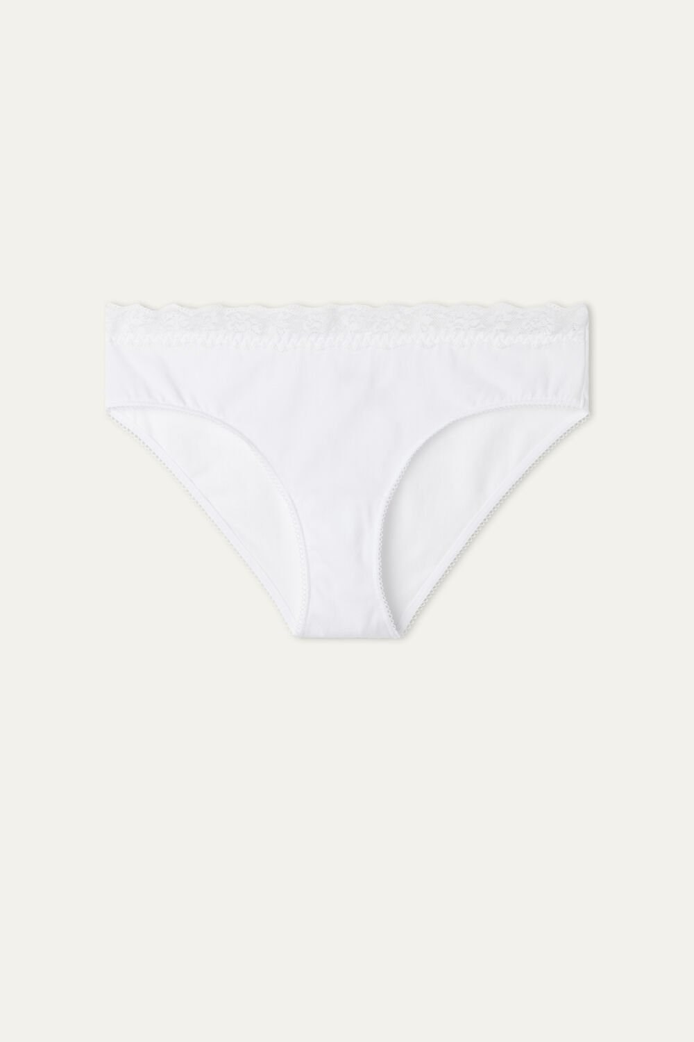 Tezenis Bawełniane and Recycled Koronkowe Scalloped Trim Panties Białe Białe | 4021-WORUZ