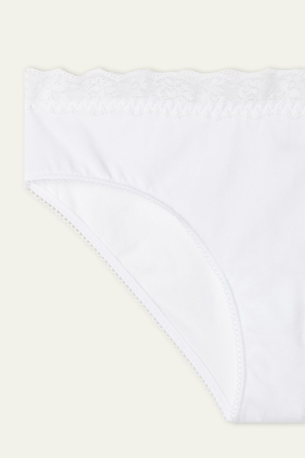 Tezenis Bawełniane and Recycled Koronkowe Scalloped Trim Panties Białe Białe | 4021-WORUZ