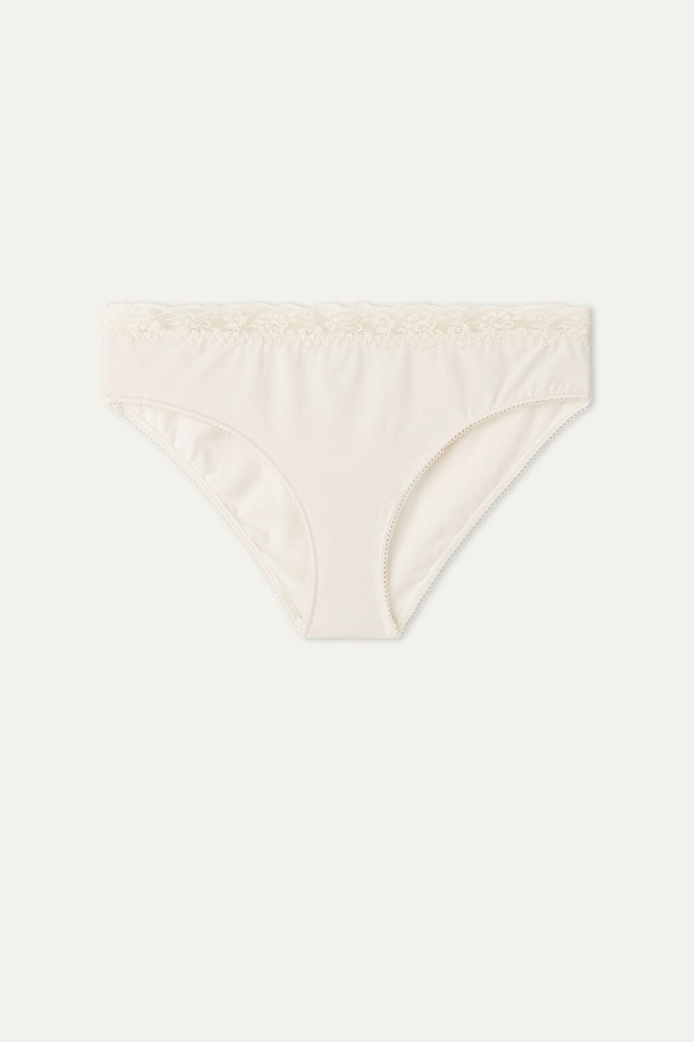 Tezenis Bawełniane and Recycled Koronkowe Scalloped Trim Panties Kremowe | 7916-NCZBF