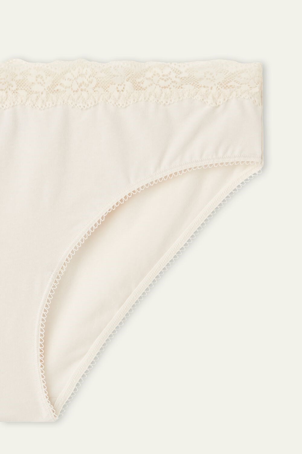 Tezenis Bawełniane and Recycled Koronkowe Scalloped Trim Panties Kremowe | 7916-NCZBF