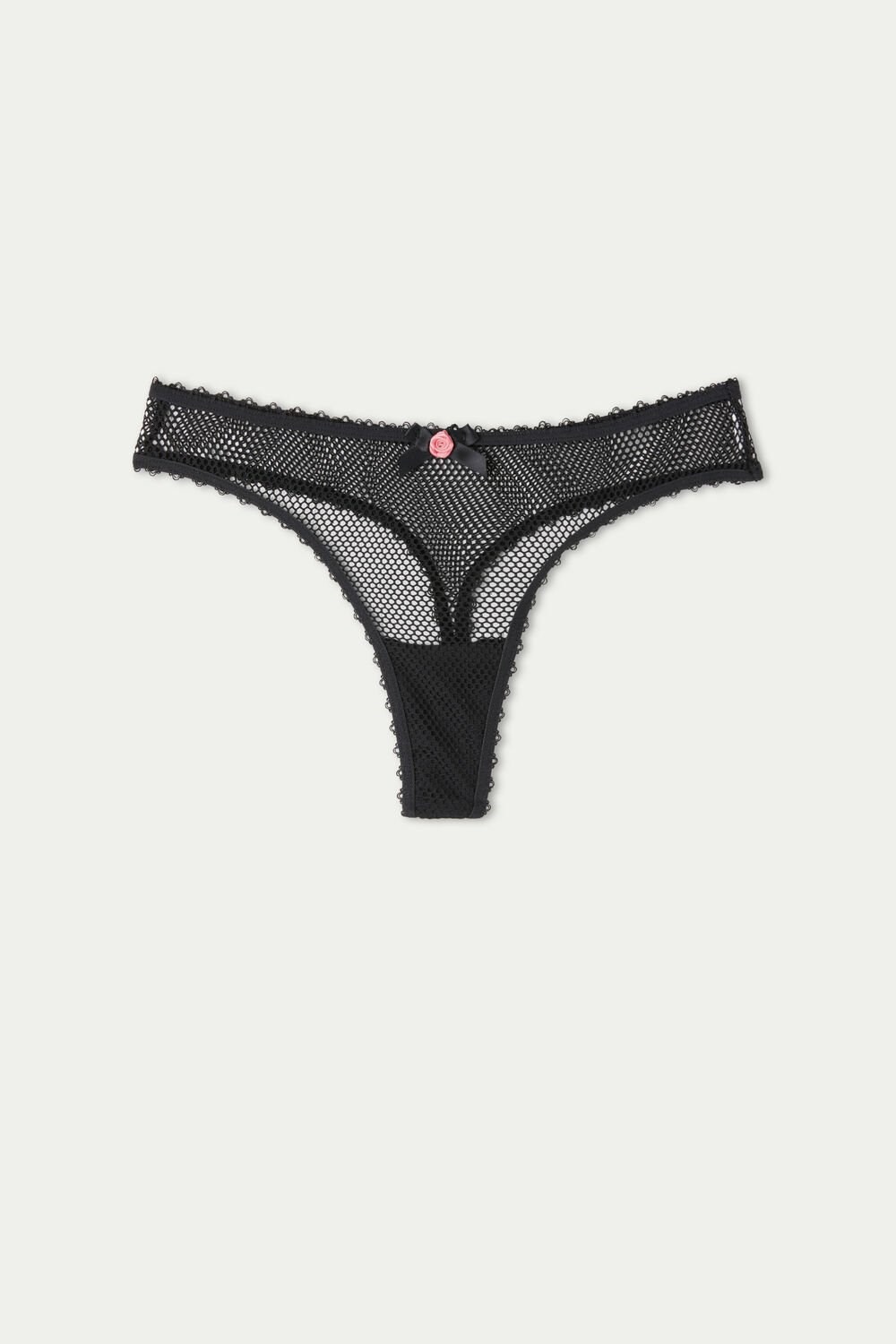 Tezenis Black Net Stringi Czarne Czarne | 3981-HXFJP