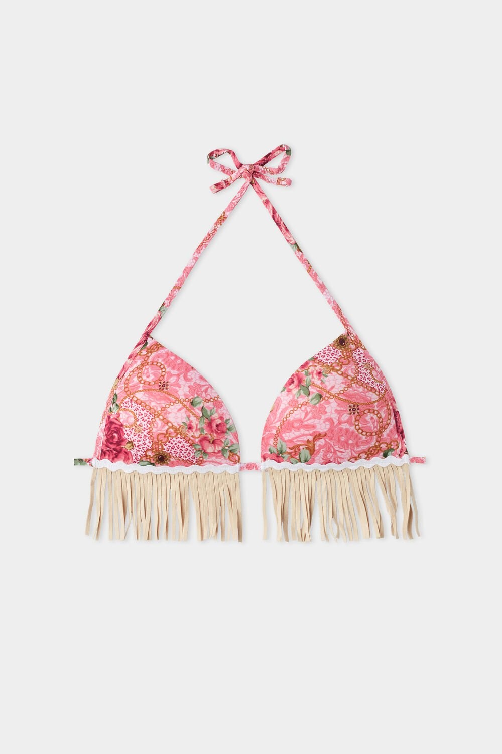 Tezenis Boho Chic Watowany Triangle Bikini Top Różowe | 2736-TSPUF