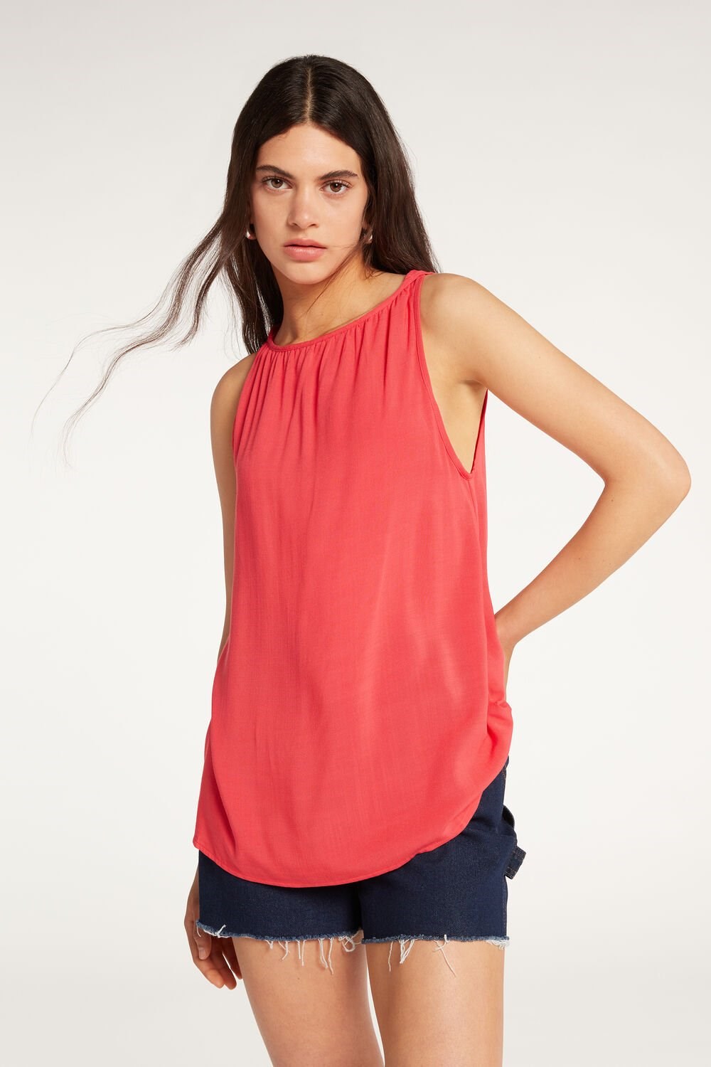 Tezenis Brushed Fabric Tank Top Pomarańczowe Koralowe Czerwone | 3468-JZFGT