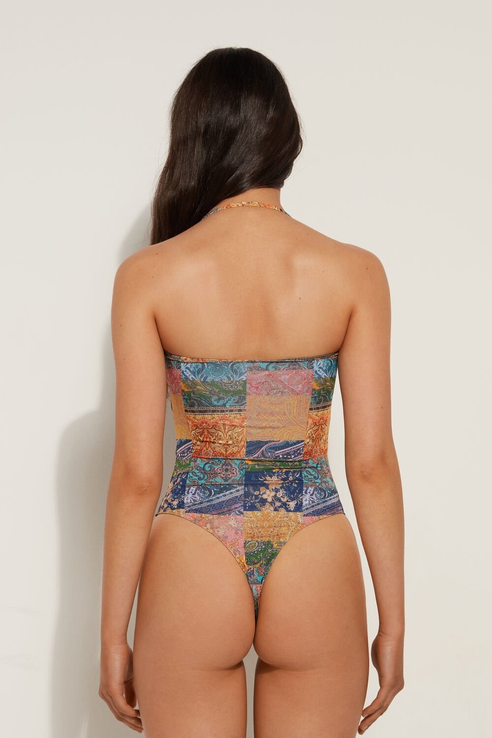 Tezenis Chic Bamboo One-Piece Bandeau Swimsuit Kolorowe | 5143-CJXYU