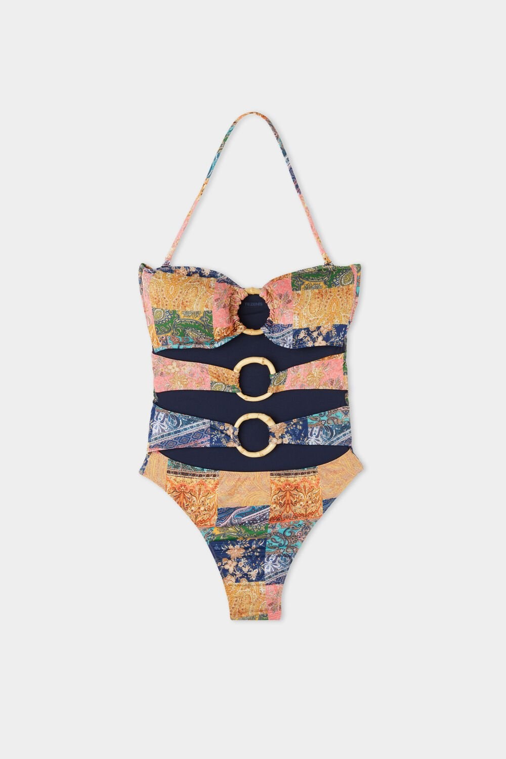 Tezenis Chic Bamboo One-Piece Bandeau Swimsuit Kolorowe | 5143-CJXYU