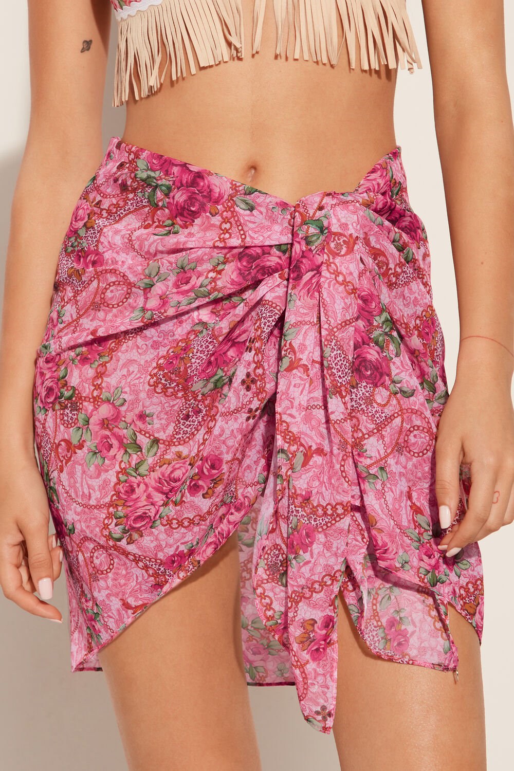 Tezenis Chiffon Bandana/Pareo Różowe | 3671-BPFJA