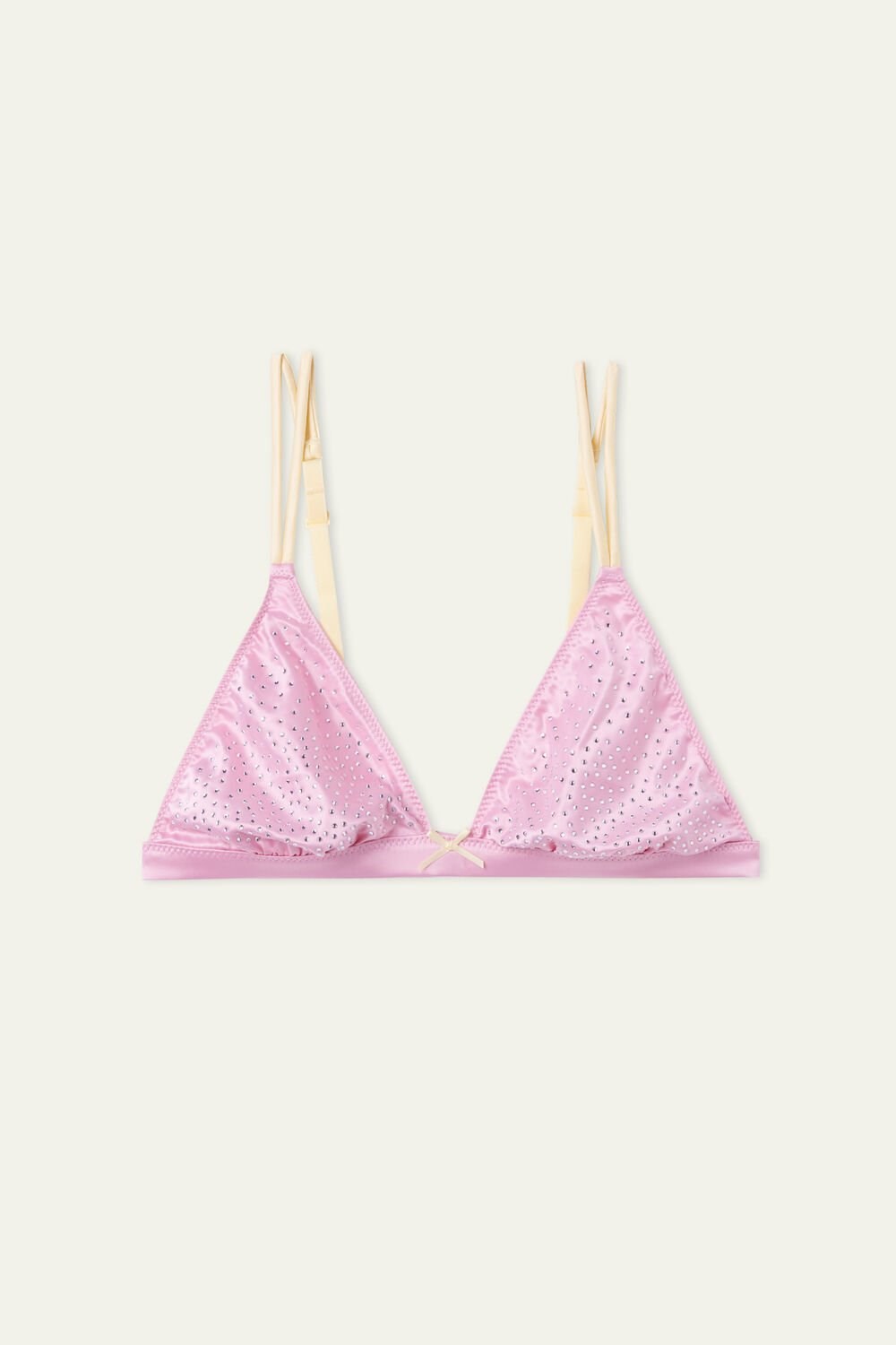 Tezenis Creamy Satin Triangle Bra with Rhinestones Różowe Różowe | 7085-EQPBU