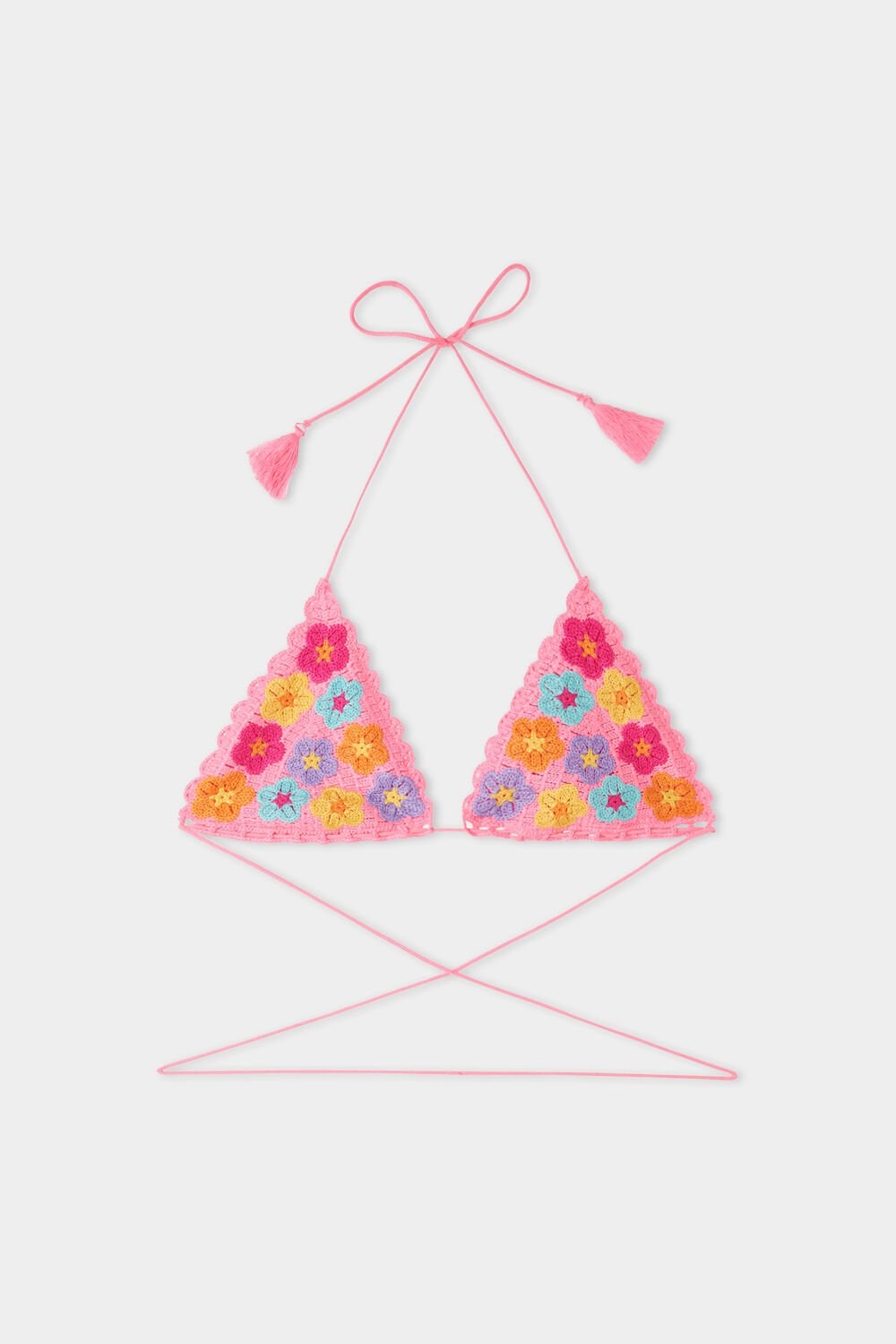 Tezenis Crochet Bouquet Triangle Bikini Top Różowe Fuksja | 6547-GBMIP