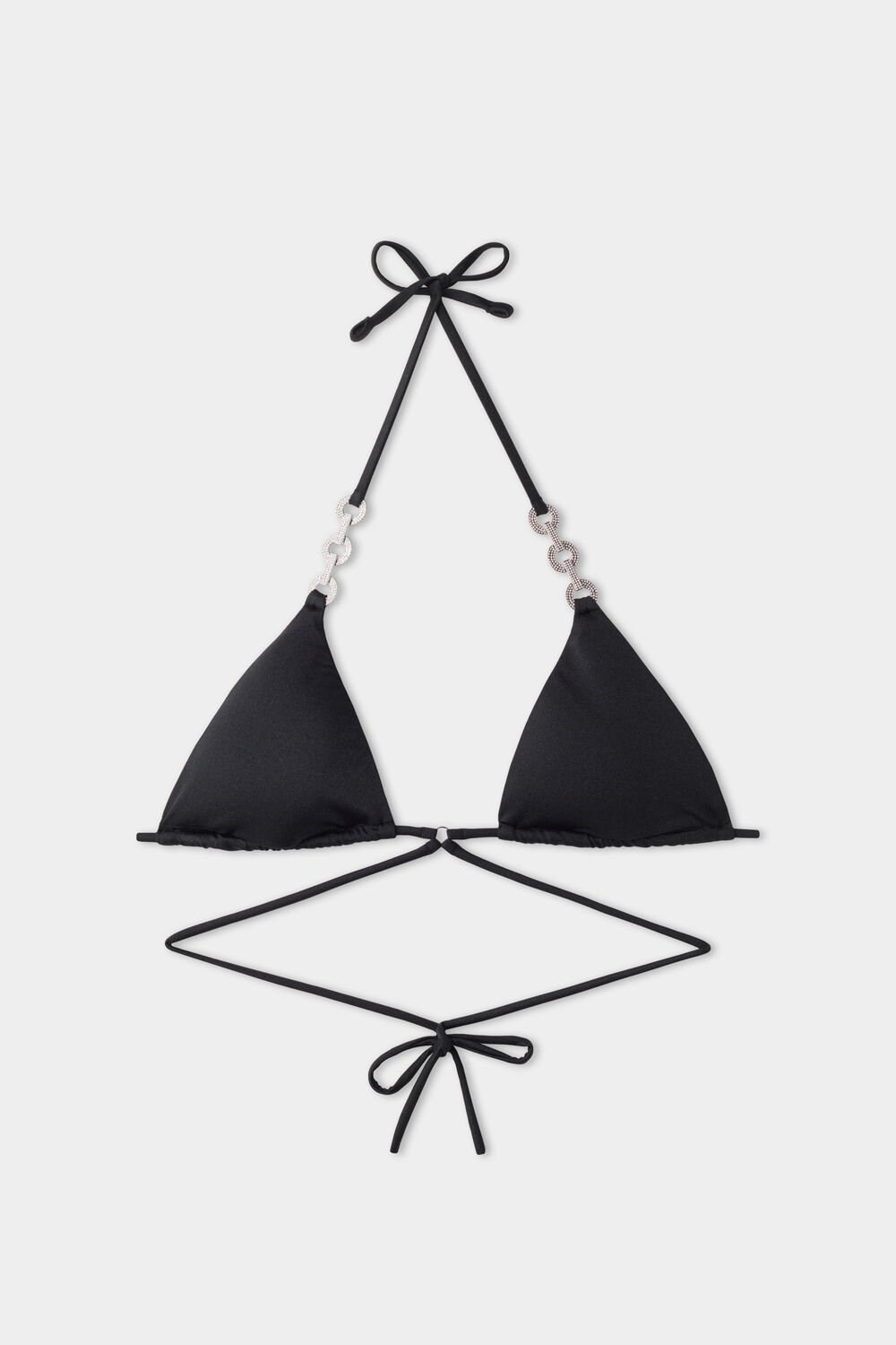 Tezenis Crystal Chain Removable Cup Triangle Bikini Top Czarne Czarne | 3564-IHZXY