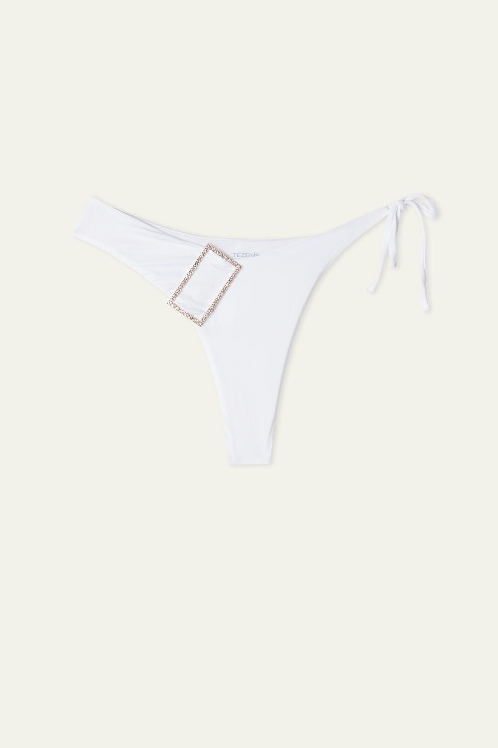 Tezenis Crystal Klamry String Brazilian Bikini Bottoms Białe Białe | 1479-PAWLZ