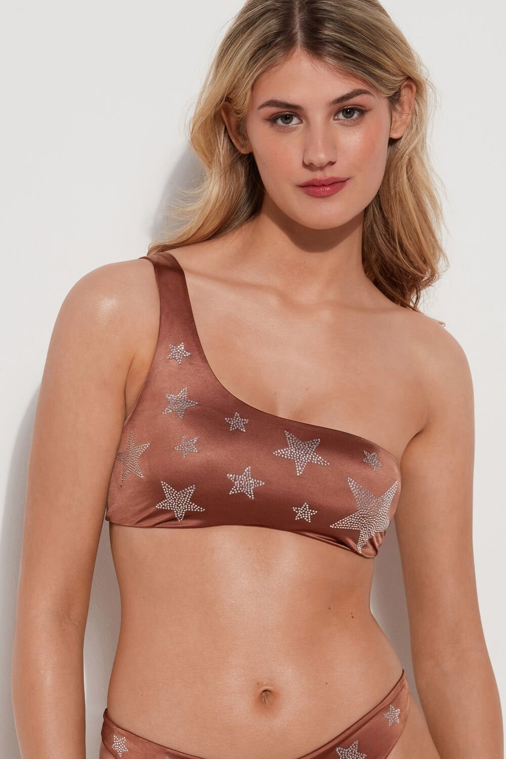 Tezenis Crystal Stars Bra Styl Bikini Top Brązowe Brązowe | 9256-NVZHI