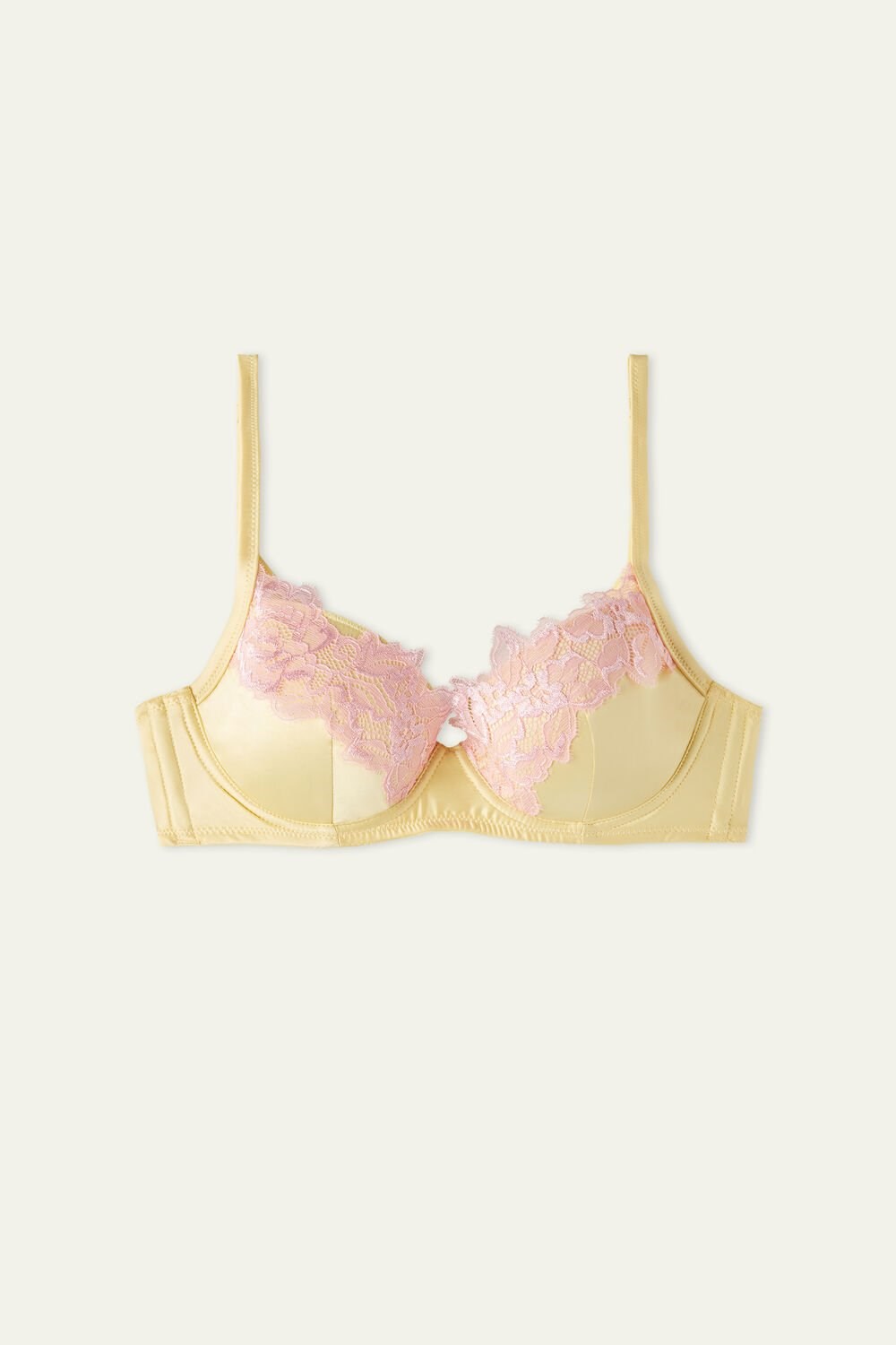 Tezenis Delicate Satin Wien Lightly Watowany Balconette Bra Żółte Różowe | 8930-EGXZH