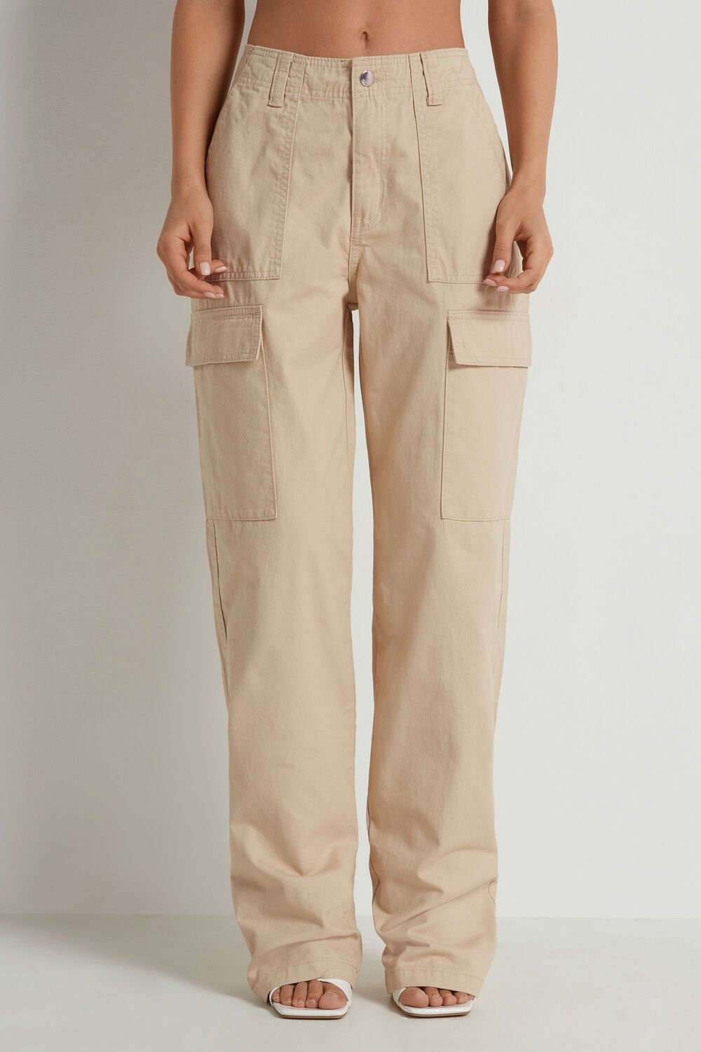 Tezenis Denim Cargo Pants Beżowe | 4190-IKSHZ