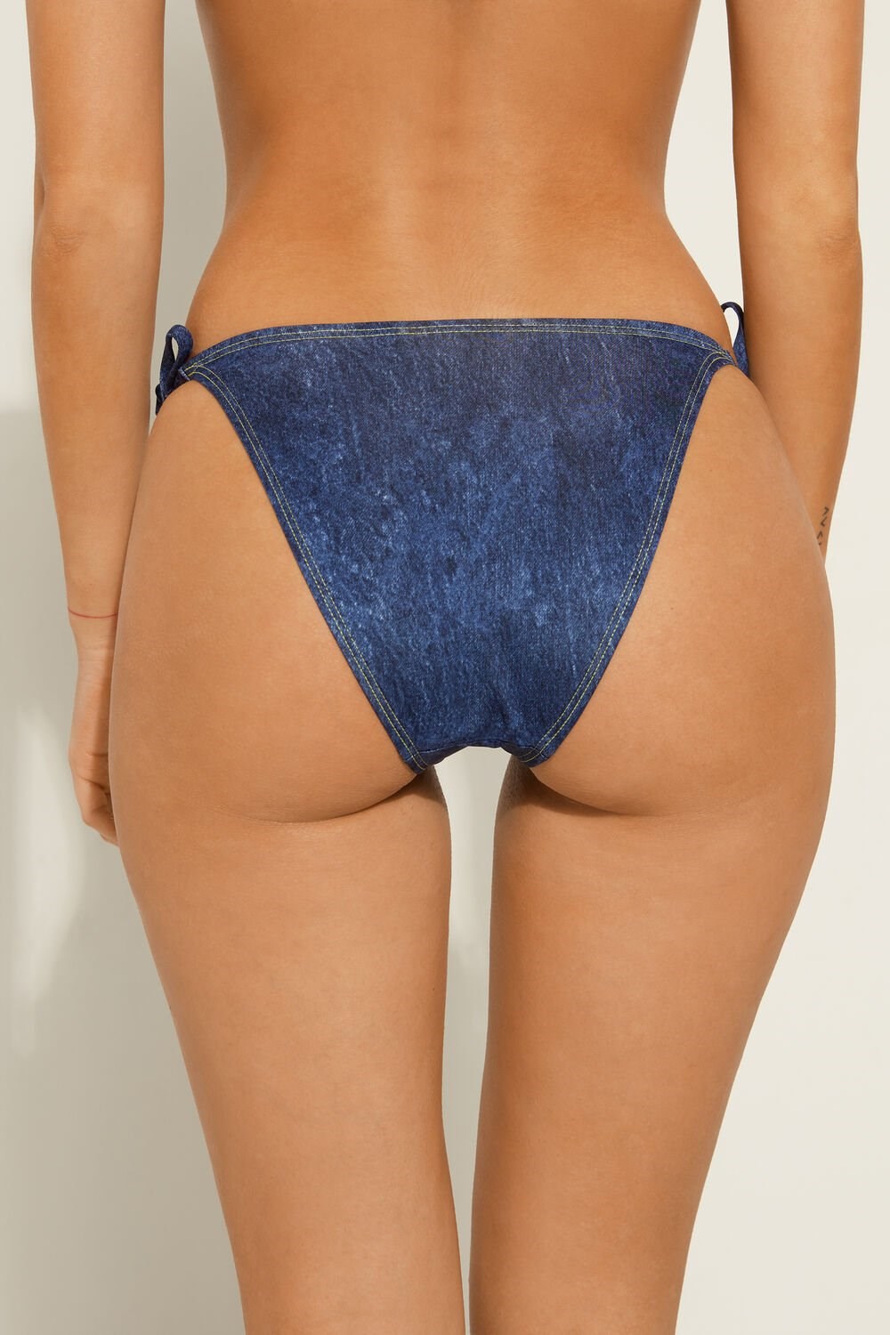 Tezenis Denim Side Tie Bikini Bottoms Niebieskie | 3081-IXFLE