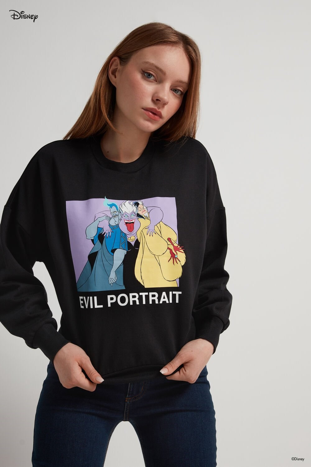 Tezenis Disney Villains Long Sleeve Crewneck Sweatshirt Czarne Czarne | 0489-LSXQP