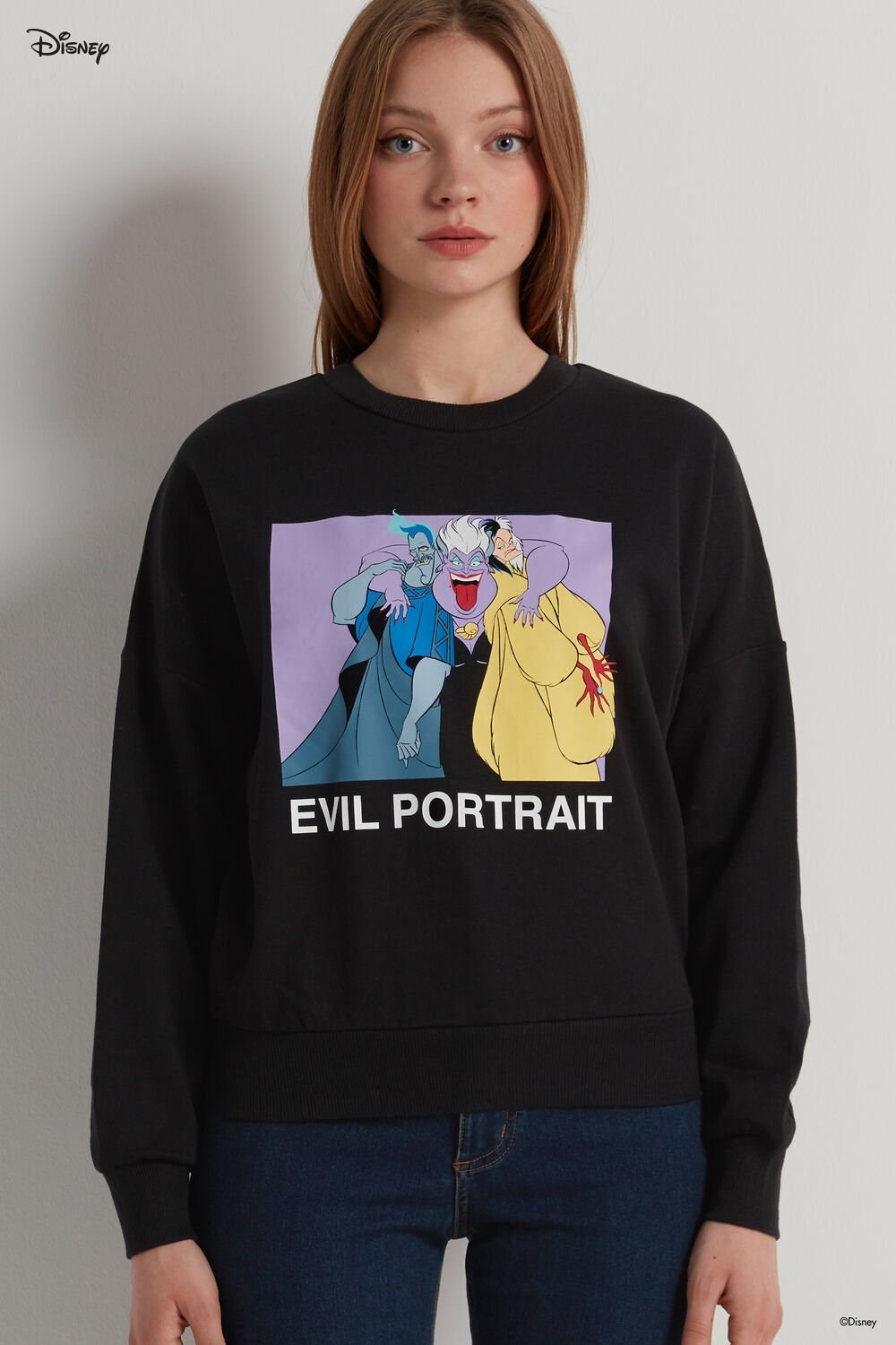 Tezenis Disney Villains Long Sleeve Crewneck Sweatshirt Czarne Czarne | 0489-LSXQP