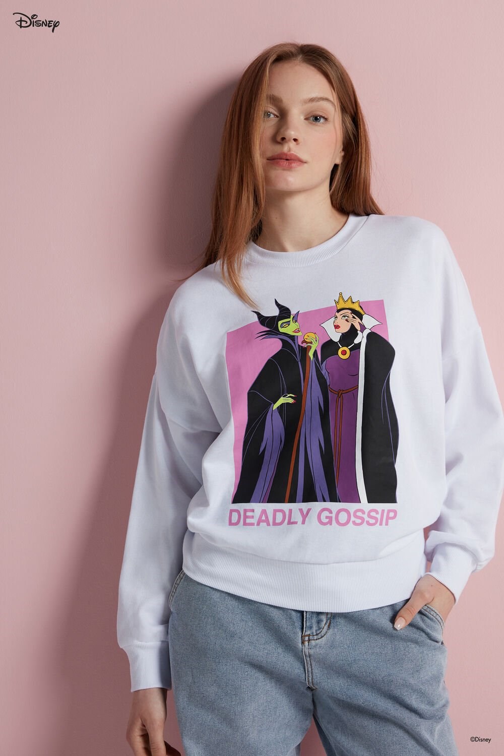 Tezenis Disney Villains Long Sleeve Crewneck Sweatshirt Białe | 8253-JGMSZ